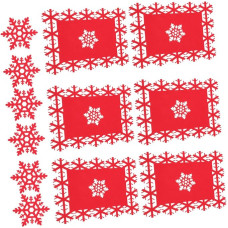12 Stück Teiliges Weihnachts-tischset Rot mit Schneeflocken-Motiv Hitzebeständige Filz Platzsets und Untersetzer Vielseitig als Tisch Dekorationselement für Party Küche Restaurant