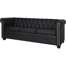 KOIECETA Chesterfield Sofa Biuro 3 vietų namų baldai dirbtinės odos derliaus minkšta sofa Lounge Sofa Couch Lounge Juoda