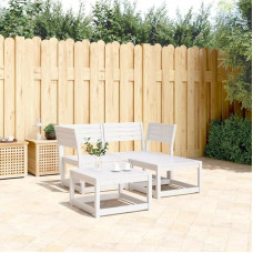 Homgoday 3-teiliges Gartensofa-Set, weiß, aus massivem Kiefernholz, Sofas für den Außenbereich, Set für den Außenbereich, Gartenmöbel