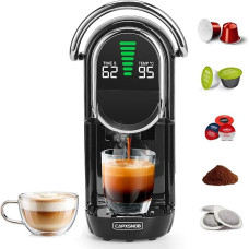 Magician1 Mini 5-in-1 Capsule Machine for Nespresso, Dolce Gusto, Lavazza A Modo Mio, ESE Pad, Coffee Powder, 20bar, 1450W, LED Display, 7 Water Levels, Hot-Cold Mode Coffee Machine for Home and Office