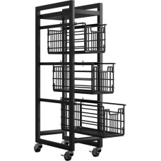 Extendable Storage Cart with 4 Tiers, Rolling Cart - Universal Metal Craft Shelf Cart for Home, Kitchen, Bathroom, Bedroom, Office, Classroom, Laundry, Cleaning Supplies, Bar with