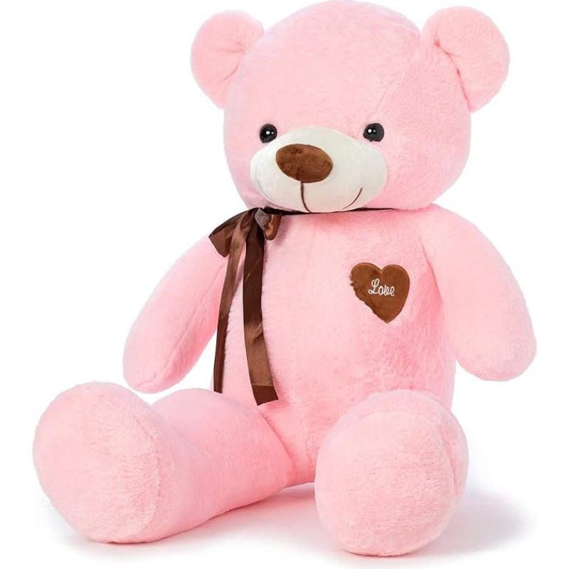 YunNasi Teddy Bear Didelis milžiniškas pliušinis meškiukas Pliušinis meškiukas Cuddly Bear 100 cm / 39 colių Minkštas žaislas su juostelėmis vaikams ir draugėms