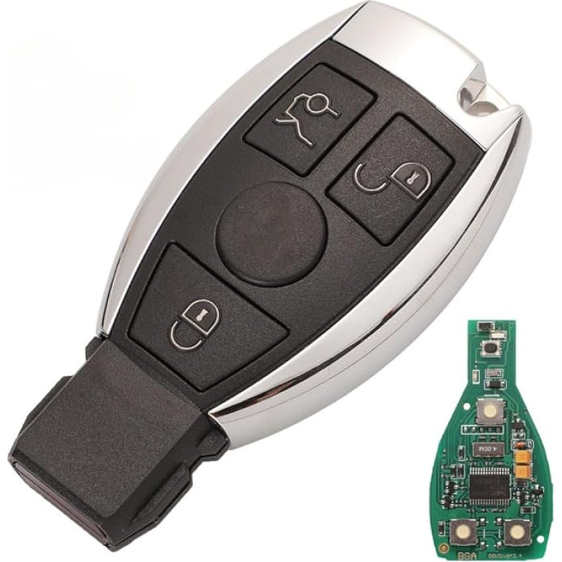 Nuotolinio valdymo rakto kortelė Automobilio raktas 3 mygtukai BGA lusto korpusas Mercedes Benz A B S E klasės W203 W204 W205 W210 W211 W212 W221 W222 433MHz
