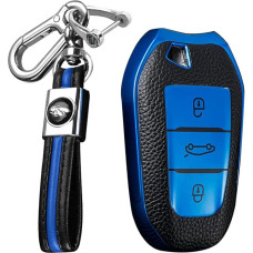 KUNIO automobilio raktų dėklas tinka Peugeot 308 408 508 208 2008 3008 4008 5008 Citroen Grand C4 Picasso C4L C6 C3-XR Priedai TPU raktų dėklo nuotolinio valdymo pultelio dangtelis 3 mygtukai mėlynas