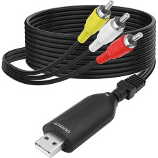 MEIRIYFA USB 2.0 garso ir vaizdo įrašymo kortelė, VHS VCR skaitmeninis keitiklis USB 2.0 vyriškos lyties į 3 RCA vyriškos lyties vaizdo įrašymo kortelės AV kompozitinis adapterio kabelis, skirtas nešiojamajam kompiuteriui, DVD grotuvui - 1,5 m