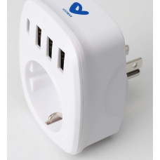 Voltman – EU/US-Reisestecker-Adapter – 4 USB-Anschlüsse im Lieferumfang enthalten – europäischer Stecker auf US-Stecker – weiß