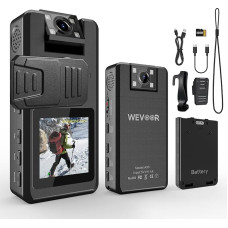 1296P Body Camera Mini 32GB 4,260mAh 20h Portable Police Camcorder, 180° Rotating Lens, 1 Replacement Battery, Small Body Cameras with Back Clip Night Vision for Vlog Travel Outdoor