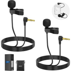 NEEWER Mini Lavalier mikrofonas, 2 vnt., 2 m ilgio laidinis kondensatoriaus mikrofonas su 3,5 mm TRS jungtimi, suderinamas su DJI Mic 2 DJI Mic Rode Wireless Go II NEEWER CM28 CM31 kamera, LM5