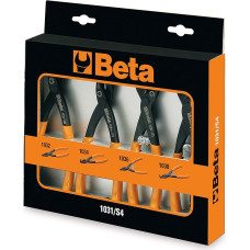 Beta 1031/S4 Sicherungsring Zangen-Set, Zangensatz(4-teiliges Elektrowerkzeug, Elektriker Werkzeug Set, robustes und hochwertiges Tool Set, höchste Qualität), Schwarz / Orange