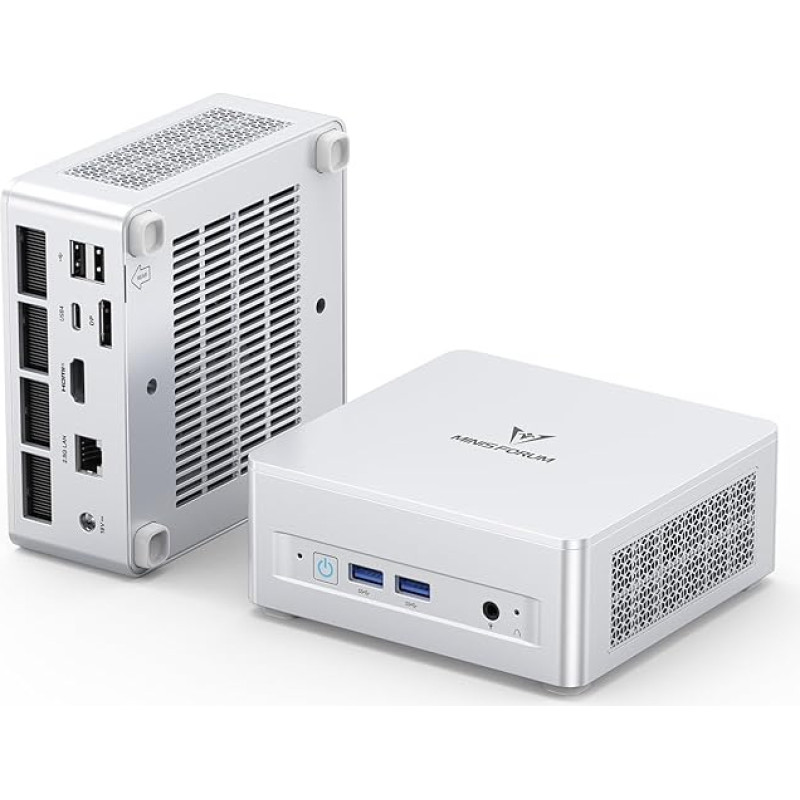 MINIS FORUM UM870 Slim mini kompiuteris AMD Ryzen 7 8745H mini kompiuteris (8C/16T, iki 4,9 GHz), 32 GB DDR5 RAM ir 1 TB PCIe 4.0 SSD, DP/HDMI 2.1/USB4, 4x A tipo USB, WIFI6E/BT5.2
