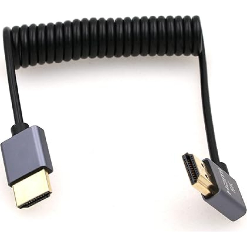 8K 2.1 HDMI į kairiojo kampo HDMI kabelis Didelės spartos 48Gbps suvyniotas kabelis, skirtas 