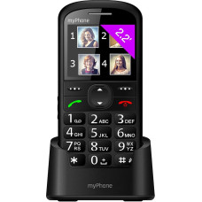 myPhone Halo 2 Mobiltelefon Senioren-Handy mit Ladestation ohne Vertrag 2.2 Zoll großes Display Großtastenhandy, Farbdisplay, Notruftaste, Taschenlampe, Bluetooth, großer Akku 900mAh, Kamera - Schwarz