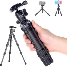 AOKA lengvas kompaktiškas anglies pluošto trikojis su 360° rutuline galvute, kelioninis mini trikojis mobiliesiems telefonams ir kompaktiškiems veidrodiniams fotoaparatams 15,7 colio