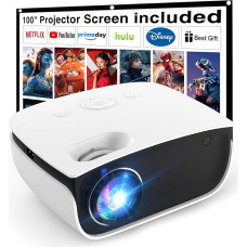 T TOPVISION mini projektorius, 7500L nešiojamasis namų kino projektorius, palaikantis 1080P Full HD LCD [ekranas pridedamas], suderinamas su išmaniuoju telefonu/televizoriaus atmintuku/PS5/PC/nešiojamuoju kompiuteriu, USB