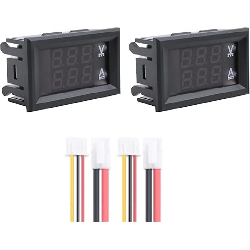 2 Stücke skaitmeninis voltmetras Ampermetras DC 100 V 10A Amp Spannung Strom Meter Tester Blau + Rot Dual LED Display Panel mit Anschlusskabel