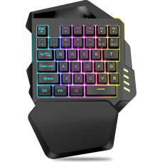 VBESTLIFE Vienos rankos RGB žaidimų klaviatūra, C tipo 2.4G belaidė 35 klavišų vienos rankos klaviatūra Žaidimų klaviatūra kompiuterinių žaidimų žaidėjams