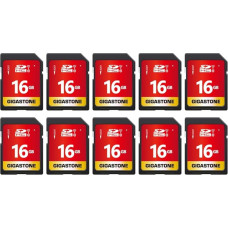 GIGASTONE 16GB SDHC atminties kortelė 10 pakuočių iki 80MB/s, skirta 