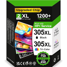 305XL BK/CMY - 750/450+ Pages, Compatible with Original HP 305 Printer Cartridges Black & Colour for HP DeskJet 2810e 2820e 2700 2710e 2720e 2722e Plus 4100 4120 Envy 6000 6020e 6032e
