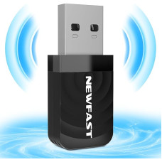 NEWFAST WLAN adapteris, 1300 Mbps WLAN adapteris kompiuteriui, dviejų dažnių (5GHz/2,4GHz) WiFi Dongle su CD tvarkykle, USB 3.0, MU-MIMO, tik Windows 10/11/7/8/8.1, Mac OS 10.9-10.15