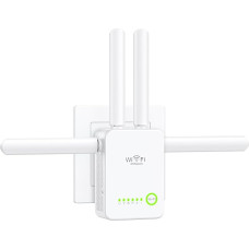 WLAN stiprintuvas, 300 Mbit/s WiFi kartotuvas, dviejų dažnių juostų 5GHz + 2,4GHz ilgintuvas su 6 antenomis, 360° aprėptis, WLAN signalo stiprintuvas, stiprintuvas su Ethernet prievadu, suderinamas su visais WiFi maršrutizatoriais