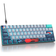 60 % procentų klaviatūra, laidinė mini mechaninė žaidimų klaviatūra su lediniu mėlynu LED apšvietimu, 61 