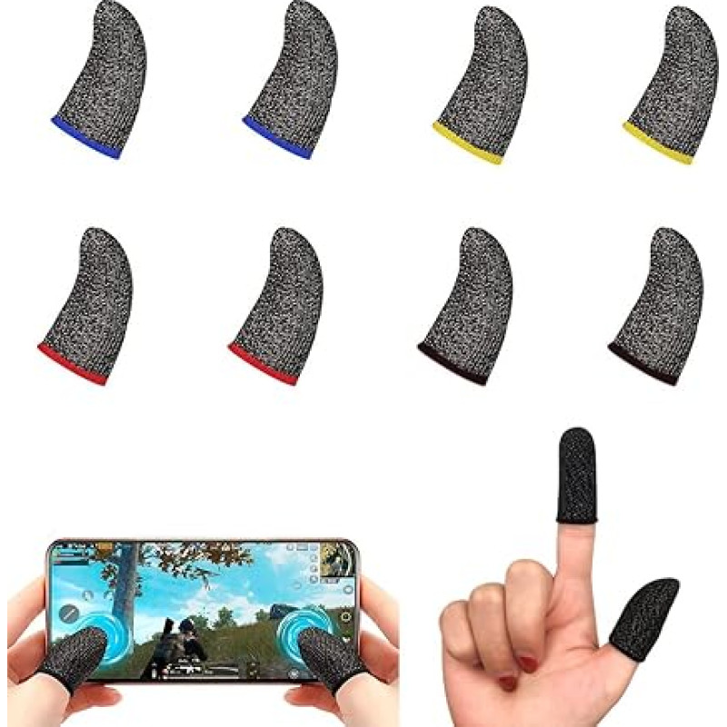 4 Pairs Mobile Phone Gaming Finger Sleeve PUBG Finger Cover Sweatproof Non-Slip Gaming Thumb Cover for Touchscreen Games
