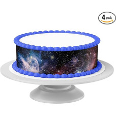 Space 1 edible cake ribbon – 4 pieces each 24 cm x 5 cm suitable for cakes up to 30 cm for eating – creative decoration for cakes