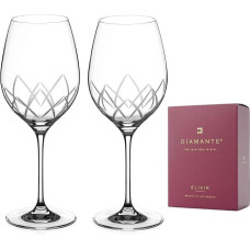 DIAMANTE Lotus Collection Raudonojo vyno taurės Pair Hand-Cut Crystal Wine Goblets Set of 2