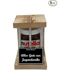 Nutella - Emergency Reserve - Metal Rods - Alles Gute zur Jugendweihe - Youth Consecration Gift - The Nutella Gift Idea with Wood for Men and Women