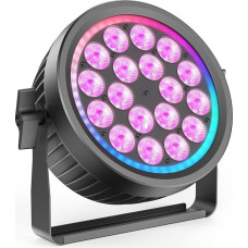 18x10W LED šviesos diodų apšvietimas RGBW, DMX šviesos diodų apšvietimas su RGB žiedu, vakarėlių apšvietimas su garso veikimu ir stroboskopu, diskas su 4 apšvietimo moduliais, skirtas DJ barui, Helovinui, Vėlinėms ir šventėms