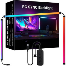 RGB Phantom Ambience Display LED šviesos diodų juosta, dinaminiai spalvų režimai, muzikos sinchronizavimas, skirtas žaidimų sąrankai, namų kinui, vakarėliams su valdoma programine įranga (24 coliai)