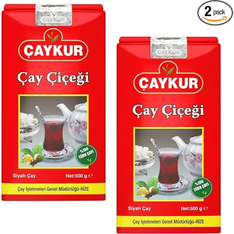 „ÇAYKUR“ „Çay Çiçeği“ turkiška juodoji arbata, „Tomurcuk“ auksinių pumpurų mišinys, natūraliai aromatingi laisvi lapeliai, ryškiai raudonos spalvos, 500 g / 17,6 oz (2 vnt. pakuotė)
