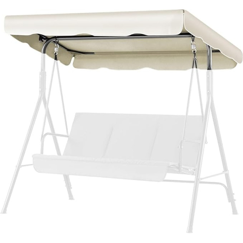„Flexzion“ atsarginis lauko sūpynių tentas – 196 x 109 cm, dvivietė suoliuko tipo sūpynė, atsparus UV spinduliams, atmosferos poveikiui ir vandeniui tentas, skirtas sodui, terasai, kiemui, parkui, verandoje, poilsio zonai, baltos spalvos