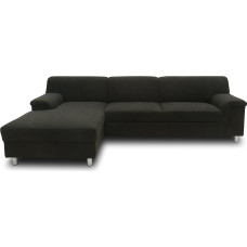 „Domo Collection“ kampinė sofa „Jamie“. L formos, apmušta kampinė sofa, moderni kampinė sofa | Ilga kėdė kairėje su metalinėmis kojelėmis, moderni L formos kampinė sofa, deranti komfortą ir dizainą, 251 x 150 x 72 cm (plotis x gylis x aukštis), stilius