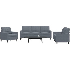 „LAPOOH“ 3 dalių sofų komplektas su pagalvėlėmis, tamsiai pilkos spalvos aksomas, poilsio sofa, sofos ir kušetės, poilsio sofa, sofa svetainei – 3278352