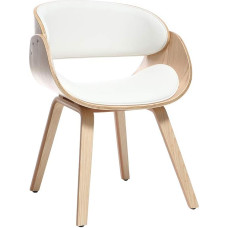 „Miliboo“ „Bent Design“ kėdė, balta ir šviesaus medžio spalvos