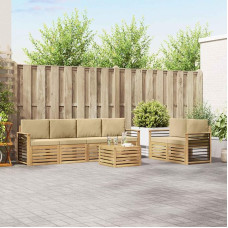 Sofagarnitur Massivholz Akazie, wetterbeständiges Garnitur Set für Garten und Terrasse, modulare Sitzgruppe mit natürlicher Holzstruktur, langlebige Kombination für entspannte Momente