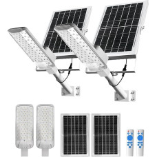 Lauko saulės energija maitinamas gatvių šviestuvas (6000 mAh, 2 vnt. rinkinys) – IPX4 atsparus vandeniui LED šviestuvas su nuotolinio valdymo pultu, skirtas kiemui, sodui ar takui