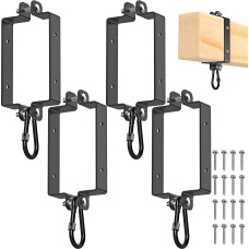 Dolibest Swing Clamp for Square Wood 145 x 93 mm, Set of 4 Swing Seat Clamp Hanger with Carabiner Hanging Chair Hammock Attachment Climbing Frame Swing Hook Punch Bag Holder for Wooden Beams | Schaukelhaken Klemmaufhänger Beidseitig,Hängematte Boxsackhalt