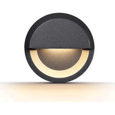Outdoor Stair Light Wall Lamp Round 3.5 cm Ultra Flat | Corner light, anthracite, 3 W warm white, waterproof, LED