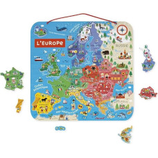 Janod – Magnetinė Europos žemėlapio dėlionė – Mokomoji medinė dėlionė geografijai mokytis – Kelionė po Europą su 40 magnetais – Kabinama ant sienos – Prancūzų kalba – Nuo 7 metų, J05476