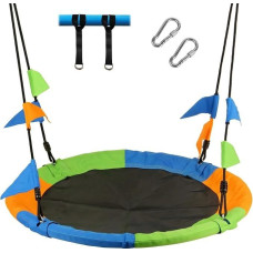 „Leogreen Nest Swing“ sūpynės, skirtos naudoti patalpose ir lauke, skersmuo 120 cm | Išlaiko iki 300 kg, reguliuojamas aukštis 100–180 cm, sodo sūpynės su montavimo komplektu, skirtos naudoti lauke ir sode