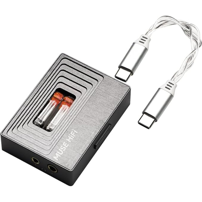 „HiFiGo MUSEHiFi M3“ itin kompaktiškas lempinis DAC ausinių stiprintuvas JAN6418 | ES9028Q2M, 32 bitai/384 kHz ir DSD256, iki 480 mW, 55 g, 3,5 mm ir 4,4 mm ausinių išėjimai