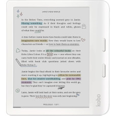 „Kobo Libra Color“ | elektroninė knygų skaityklė | 7 colių „E Ink Kaleido 3“ ekranas su apsauga nuo atspindžių | Tamsaus režimo parinktis | Garso knygos | Atsparus vandeniui | Balta