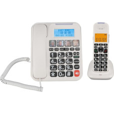 Laidinis ir belaidis telefonas vyresnio amžiaus žmonėms, automatinis atsakiklis, skambučių blokavimas, skambinimas pagal nuotrauką, garsus skambėjimo signalas, pokalbis naudojant laisvų rankų funkciją, trijų dalyvių pokalbis, balso vedimas, didelis ekrana
