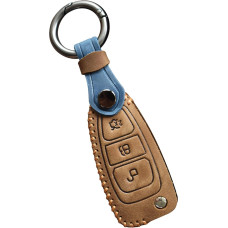 Flip Key Car Key Case Fits Ford Leather Protective Key Case Cover for Ford Escort Grand C-Max C-Max S-Max Focus Mondeo Key Ring Remote Control Flip 3 Buttons Brown