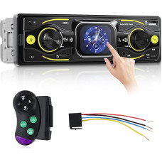 NHOPEEW 1 DIN „Bluetooth“ automobilių grotuvas su jutikliniu ekranu – MP3 grotuvas su FM, ekvalaizeriu, laisvų rankų įranga, USB/SD/AUX įvestimis, „Type-C“ įkrovimo prievadu, ISO prievadu ir spalvotomis LED lemputėmis