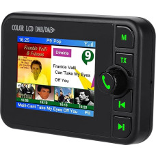 DAB adapteris automobilių radijui, automobilių FM siųstuvas, automobilių radijas su 2,4 colio spalvotu LCD ekranu, 170–240 MHz DAB / 87,5–108 MHz FM, muzikos atkūrimas, skaitmeninis radijas
