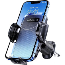 „Miracase“ automobilinis laikiklis su dvigubais metaliniais kabliais, labai tvirtas | Dvigubi metaliniai kabliai, valdymas viena ranka, pasukamas 360°, silikonas, atsparus įbrėžimams, tinka visiems išmaniesiems telefonams