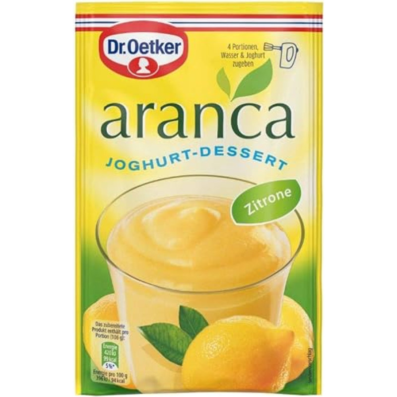 „Dr. Oetker Aranca Lemon“ 75 g desertų milteliai, skirti saldžiam ir vaisiniam citrinų desertui